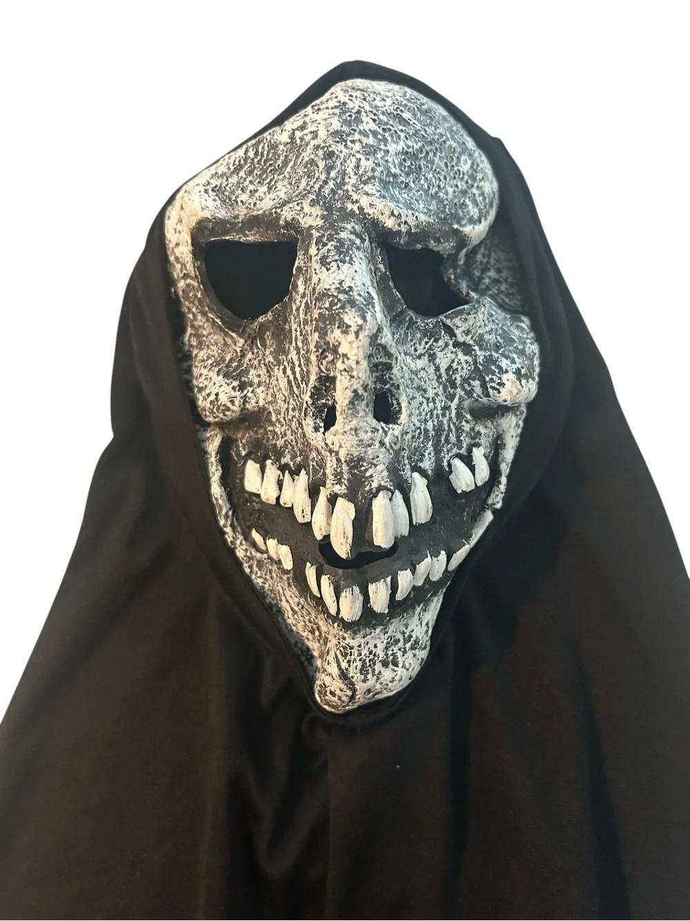 Skull Horror Mask with Black Hood